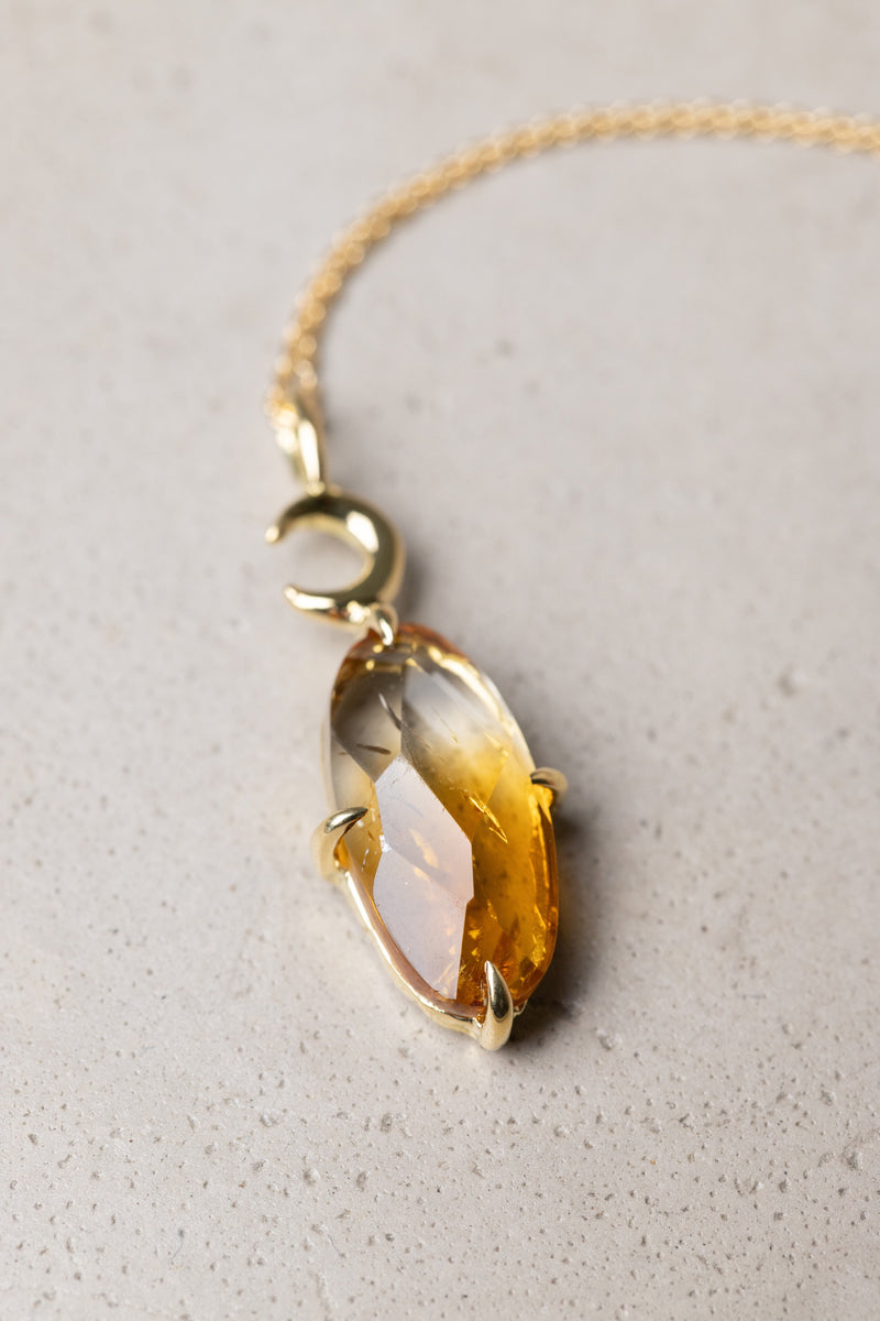 インフィナイト、イエローアゼツライト、レムリアン３点ヘンプネックレス 夕焼けに浮かぶ三日月のネックレス – ileava jewelry