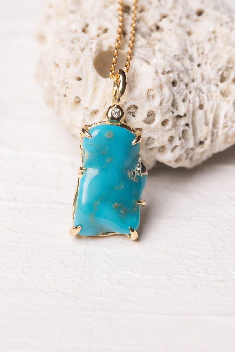 パイライトターコイズと小粒のダイヤのネックレス – ileava jewelry