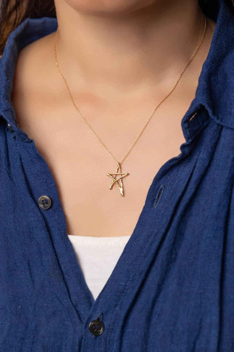 大きな一筆書きの星のネックレス – ileava jewelry