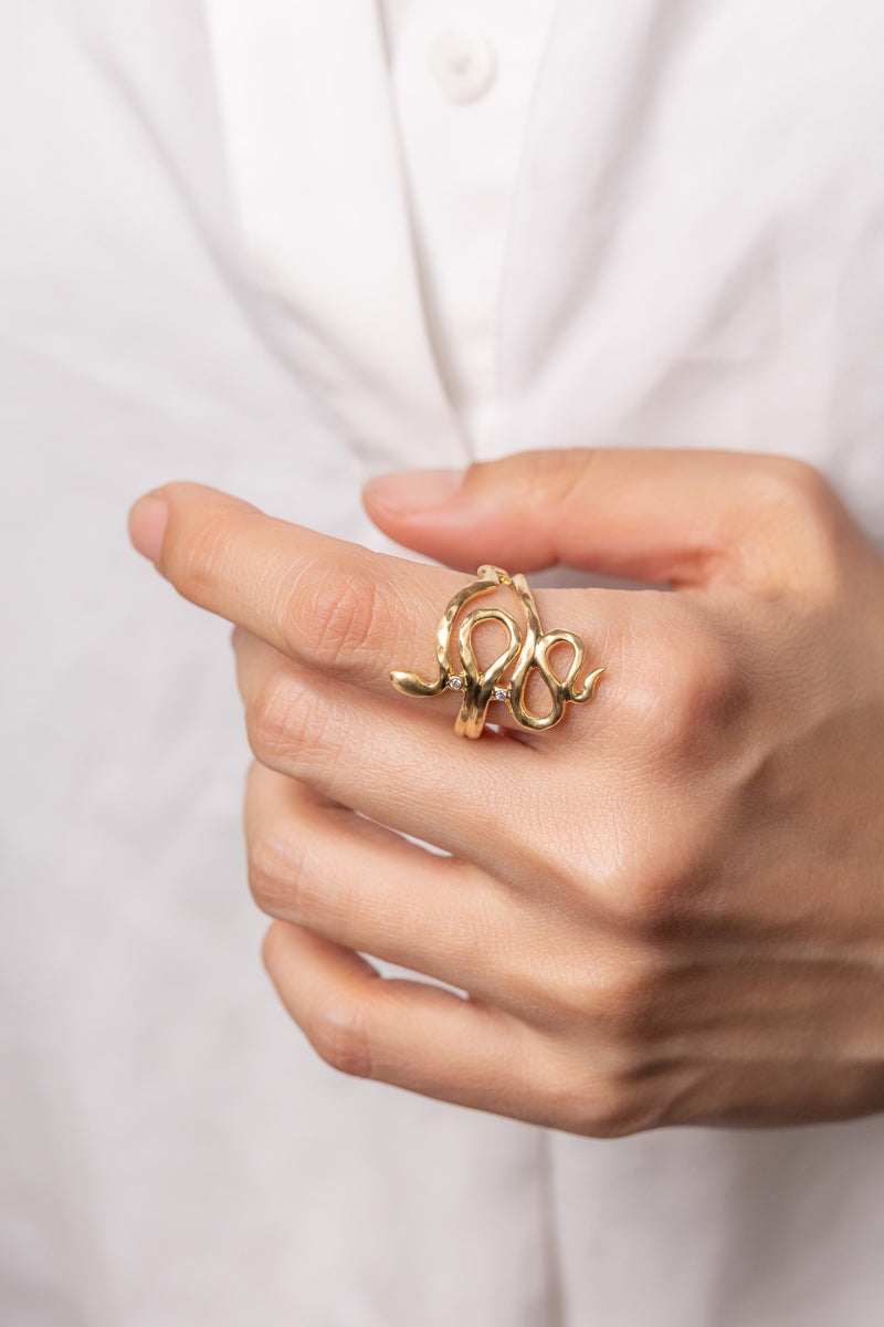 GAGAN 蛇デザインリング ゴールド仕上げ GAGAN 蛇デザインリング ゴールド仕上げ GAGAN 蛇デザインリング