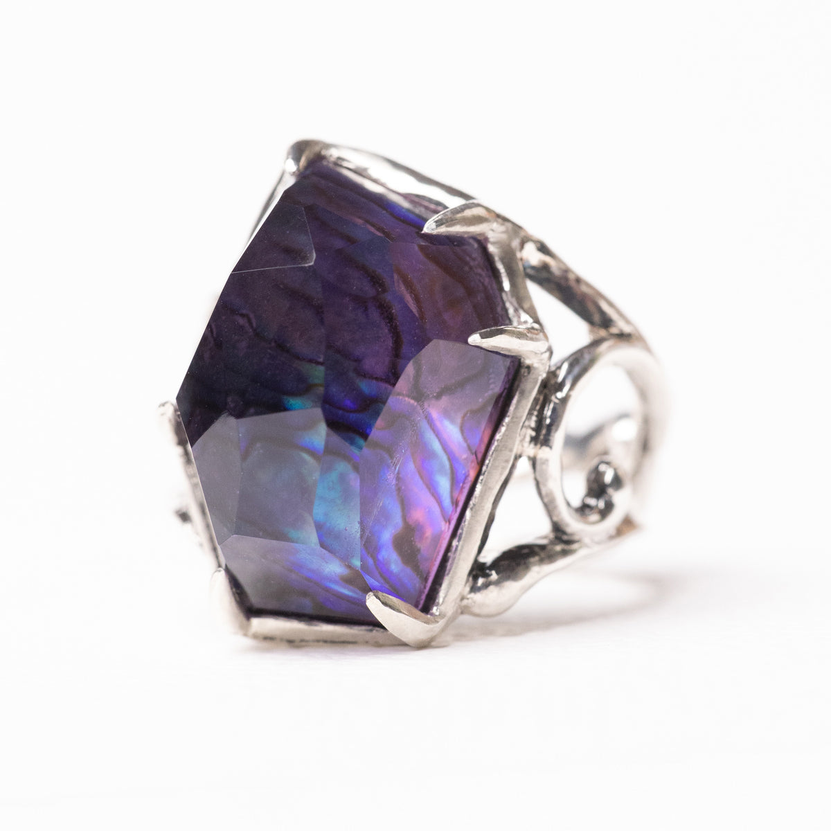 断捨離中！ アメジスト シルバーリング ドーム型 アメジストとパウアシェルのシルバーリング – ileava jewelry