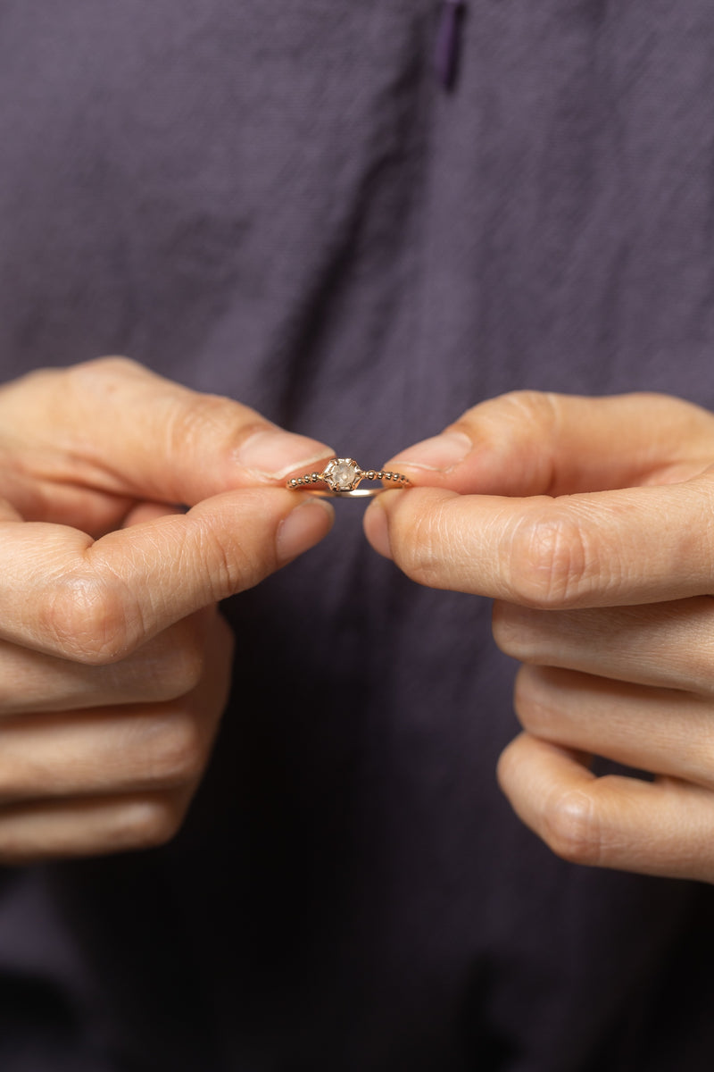 ナチュラルダイヤの6角形ピンクゴールドのリング – ileava jewelry