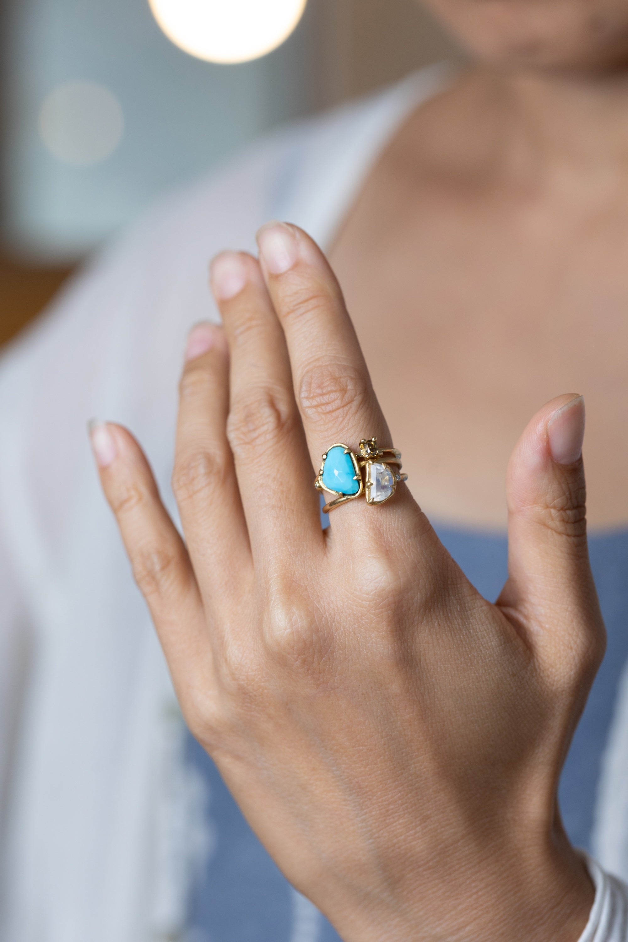 ターコイズと小さなダイヤのリング – ileava jewelry