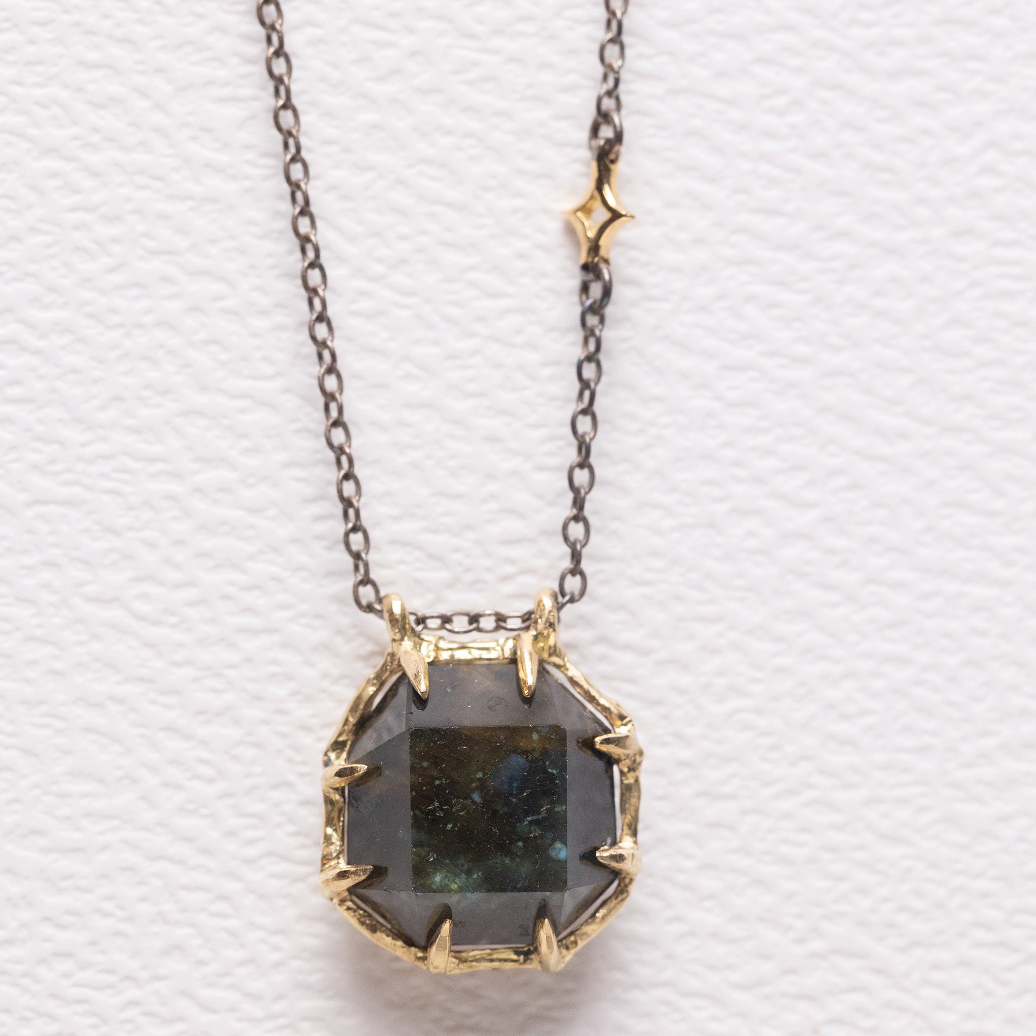 8角形のラブラドライトと星屑のネックレス – ileava jewelry