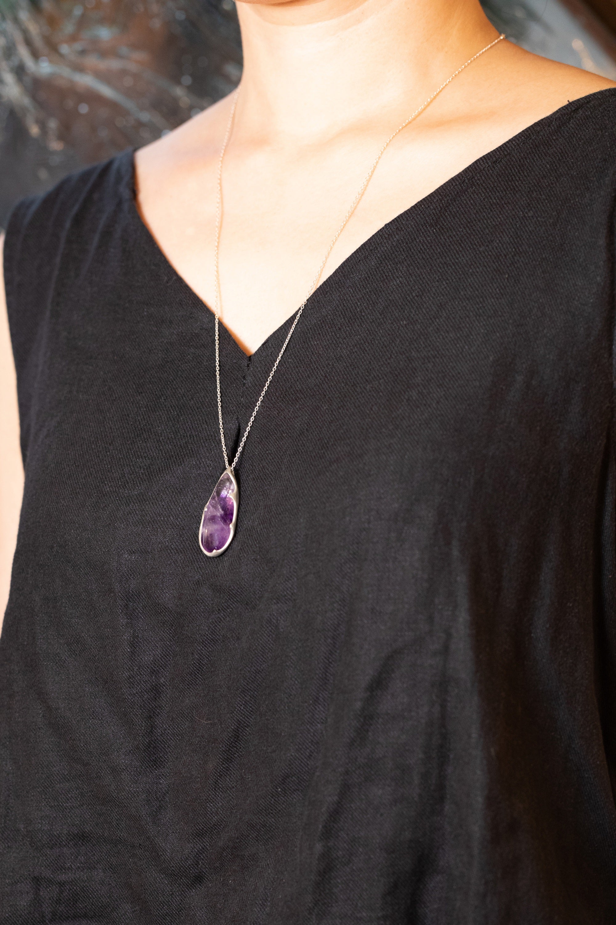 透明と紫のアメジストのネックレス – ileava jewelry