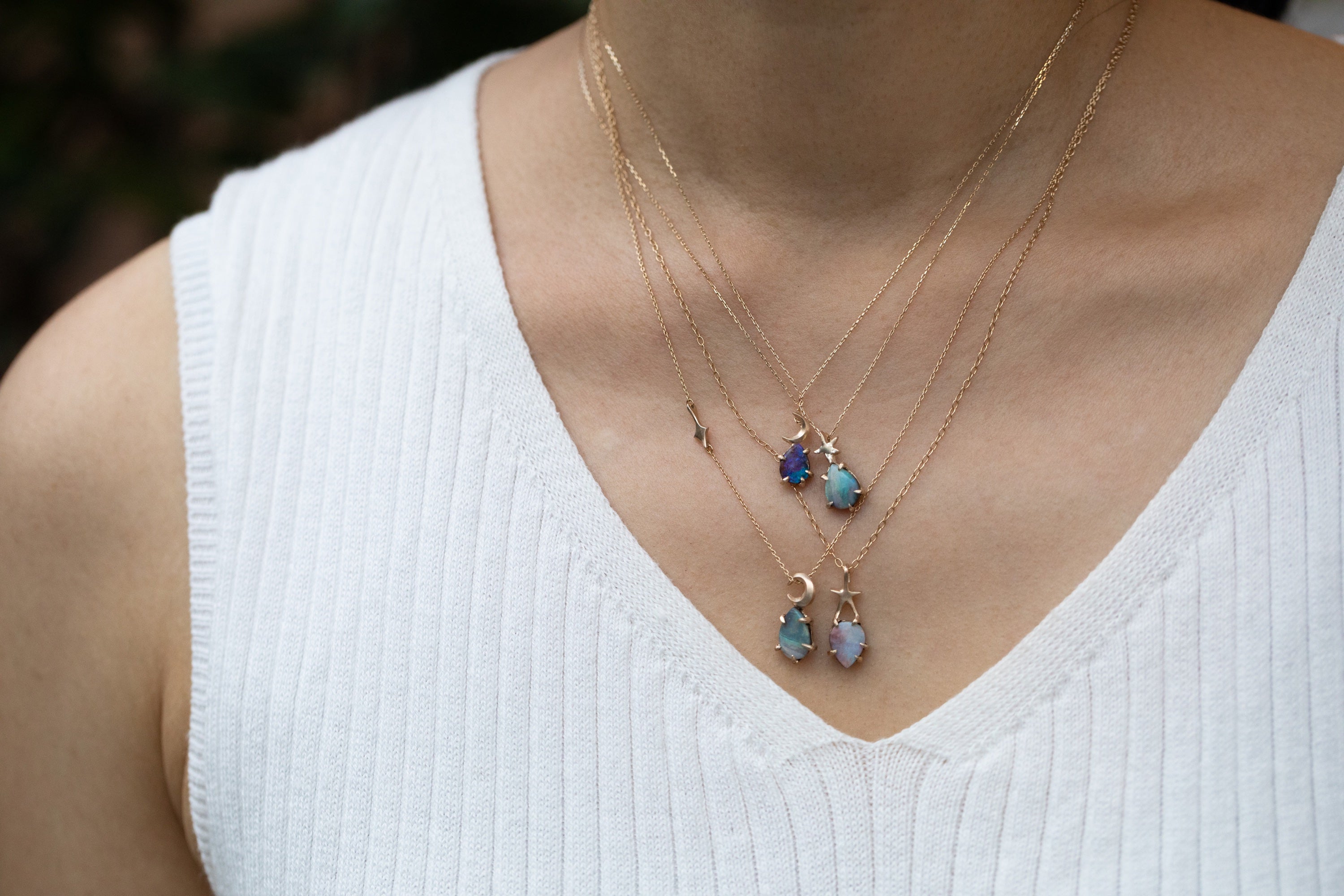 紫オパールと三日月のネックレス – ileava jewelry