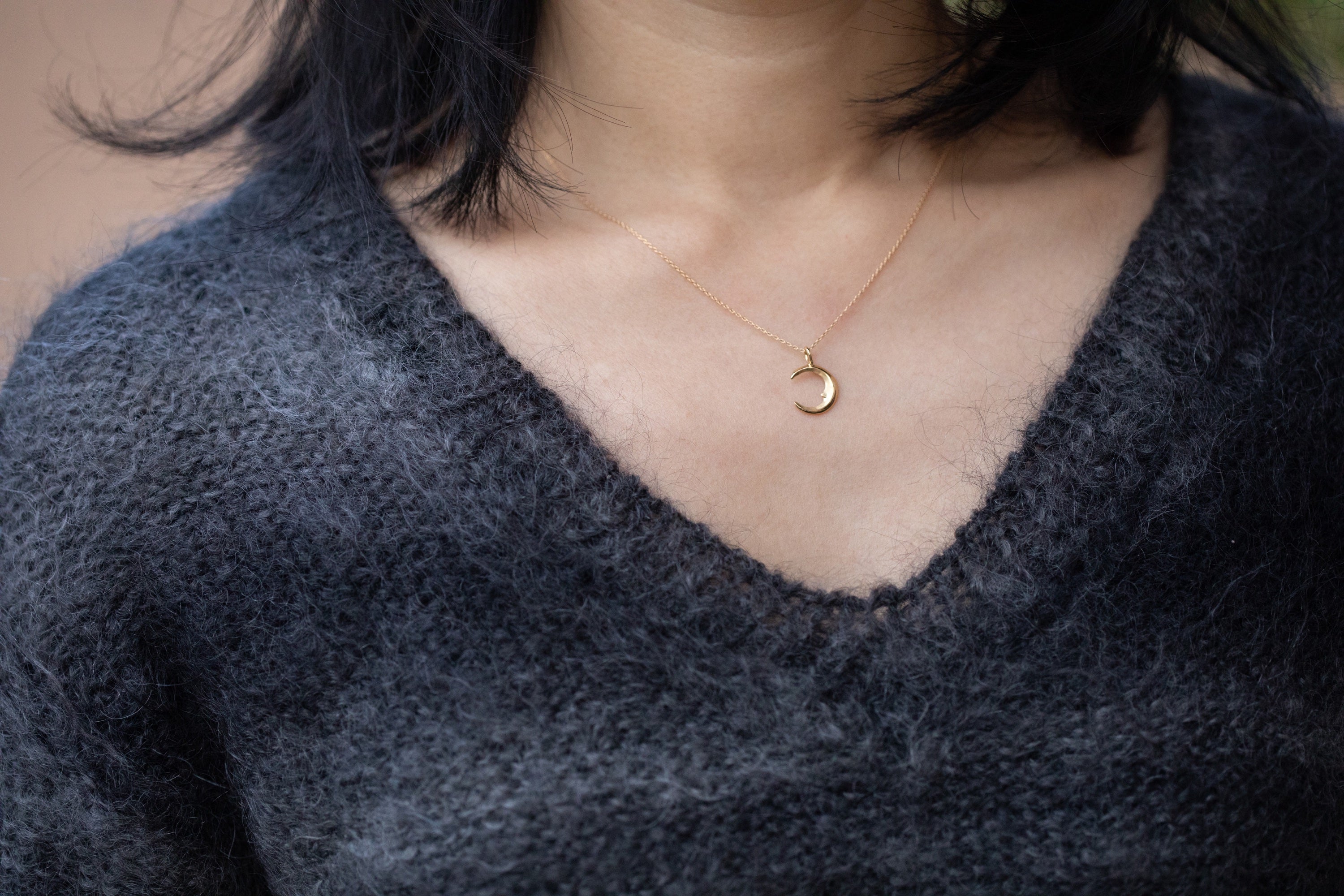 K18 小さい三日月のネックレス – ileava jewelry