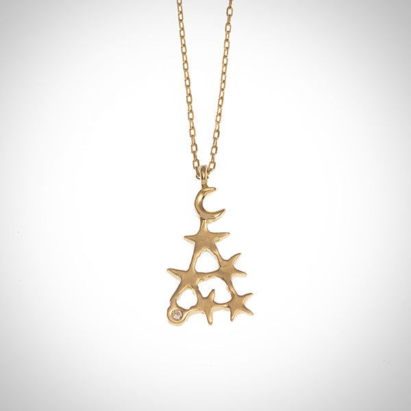 ゴールドの星のツリーネックレス 18K