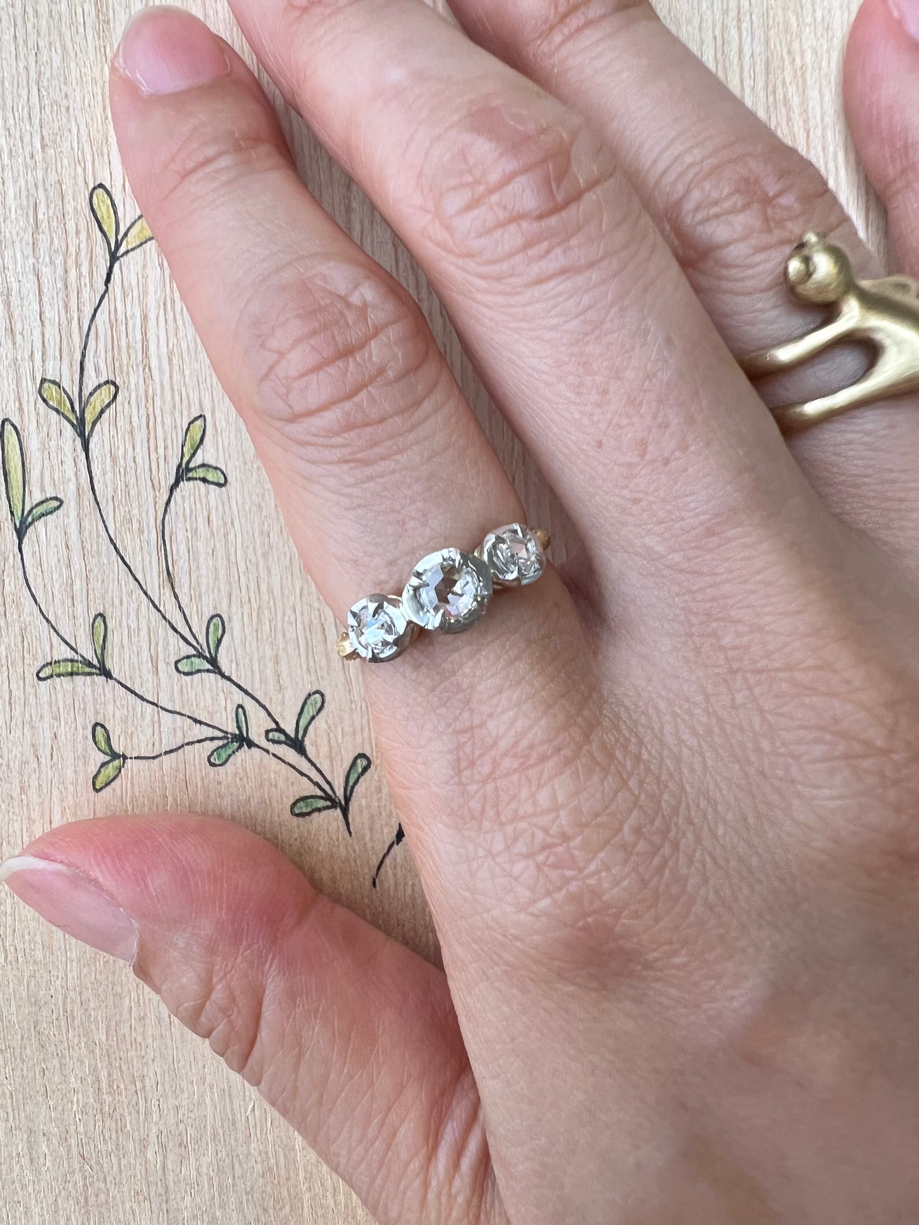 3石のローズカットダイヤのリング – ileava jewelry 3石のローズカットダイヤのリング – ileava jewelry